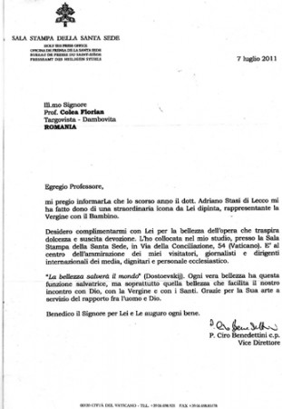 Scrisoare de la Vatican