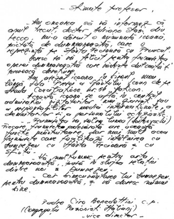 Traducerea scrisorii de la Vatican